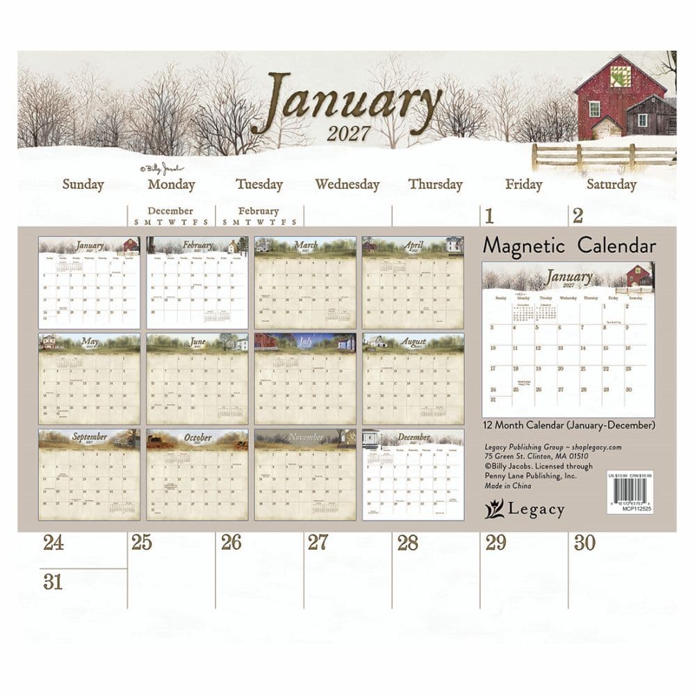 Road Home 2027 Magnetic Calendar by Billy Jacobs First Alternate Image