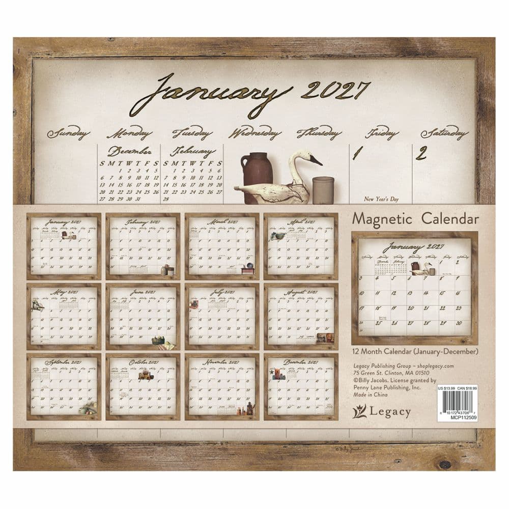 Simple Treasures 2027 Magnetic Calendar by Billy Jacobs First Alternate Image