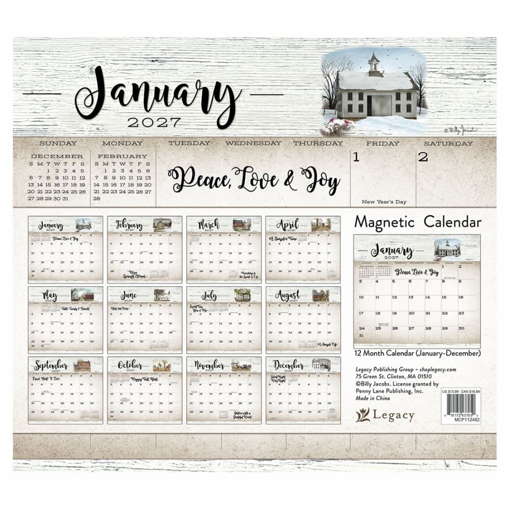 Farmhouse 2027 Magnetic Calendar by Billy Jacobs First Alternate Image