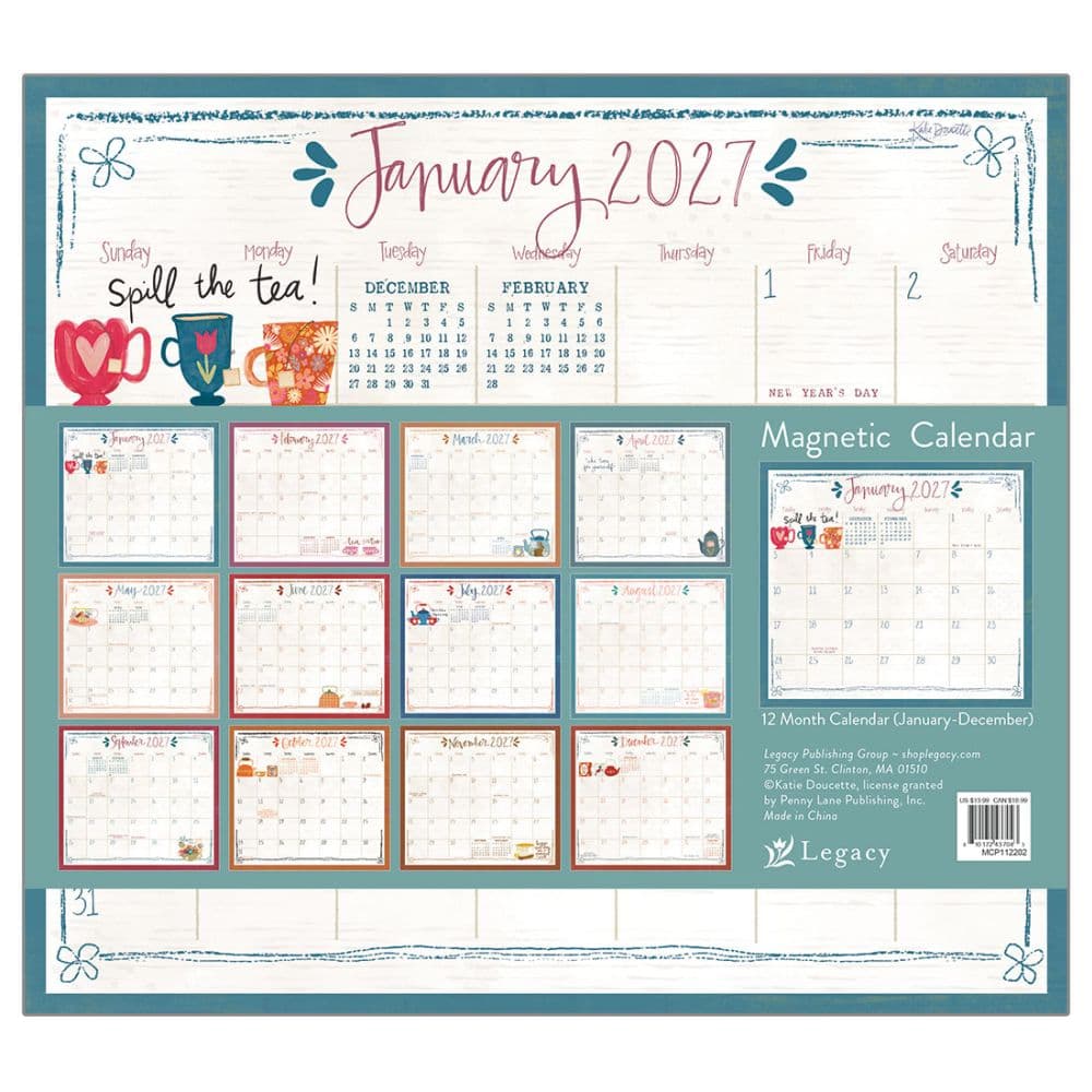 Tea Time 2027 Magnetic Calendar by Katie Doucette First Alternate Image