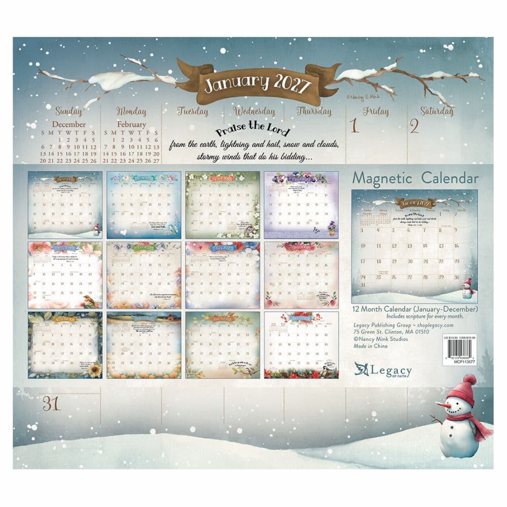 Faithful Heart and Home 2027 Magnetic Calendar by Nancy Mink First Alternate Image