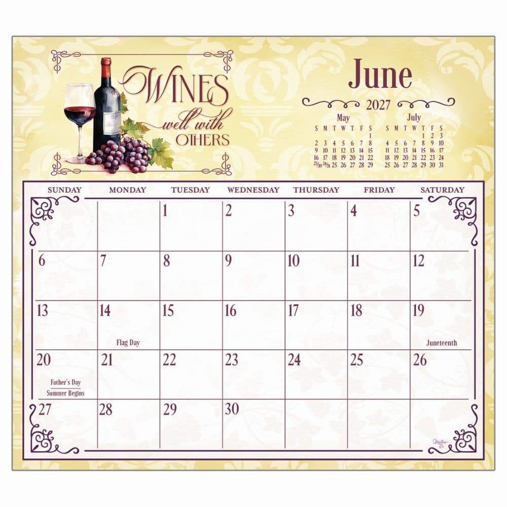 Wine 2027 Magnetic Calendar by Mollie B
