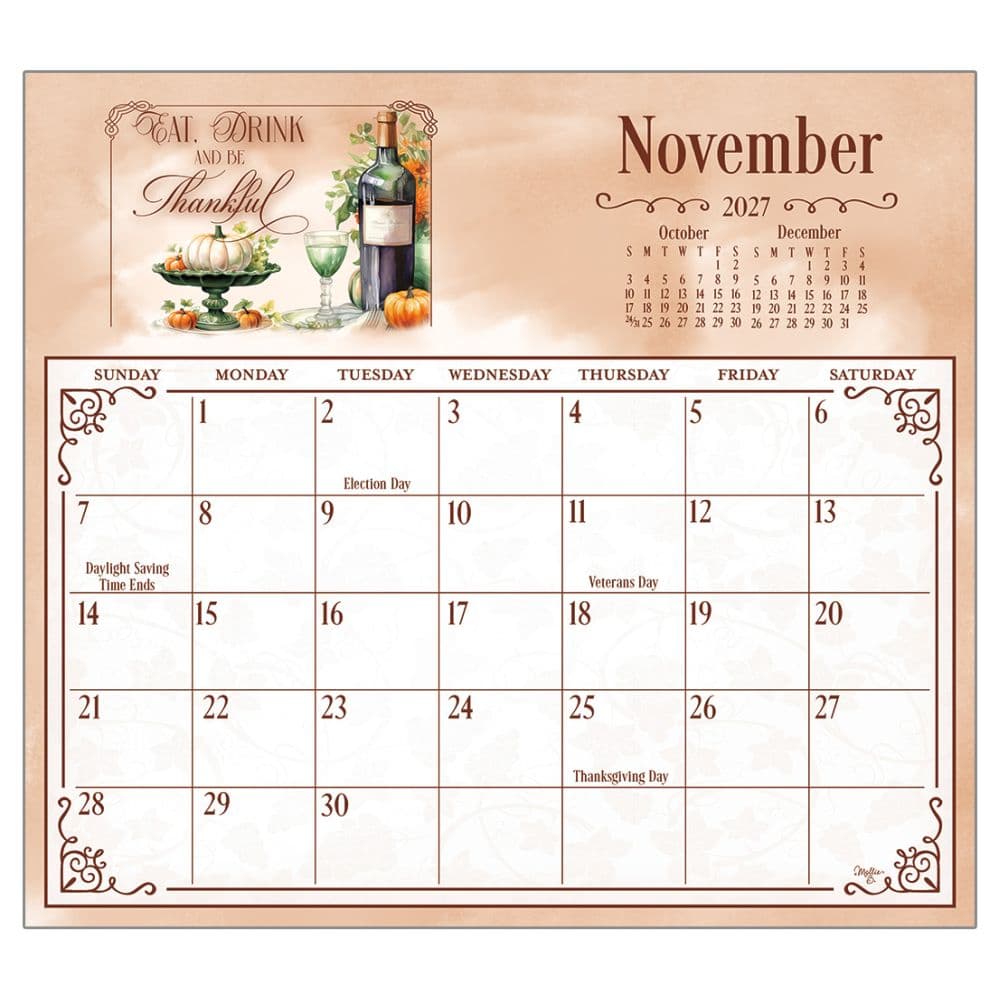 Wine 2027 Magnetic Calendar by Mollie B Third Alternate Image