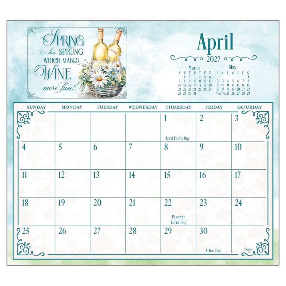 Wine 2027 Magnetic Calendar by Mollie B Fourth Alternate Image