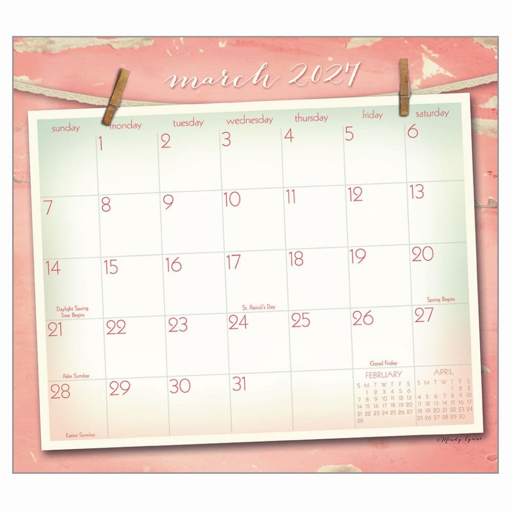 Vintage Pink 2027 Wall Calendar by Mandy Lynne Second Alternate Image