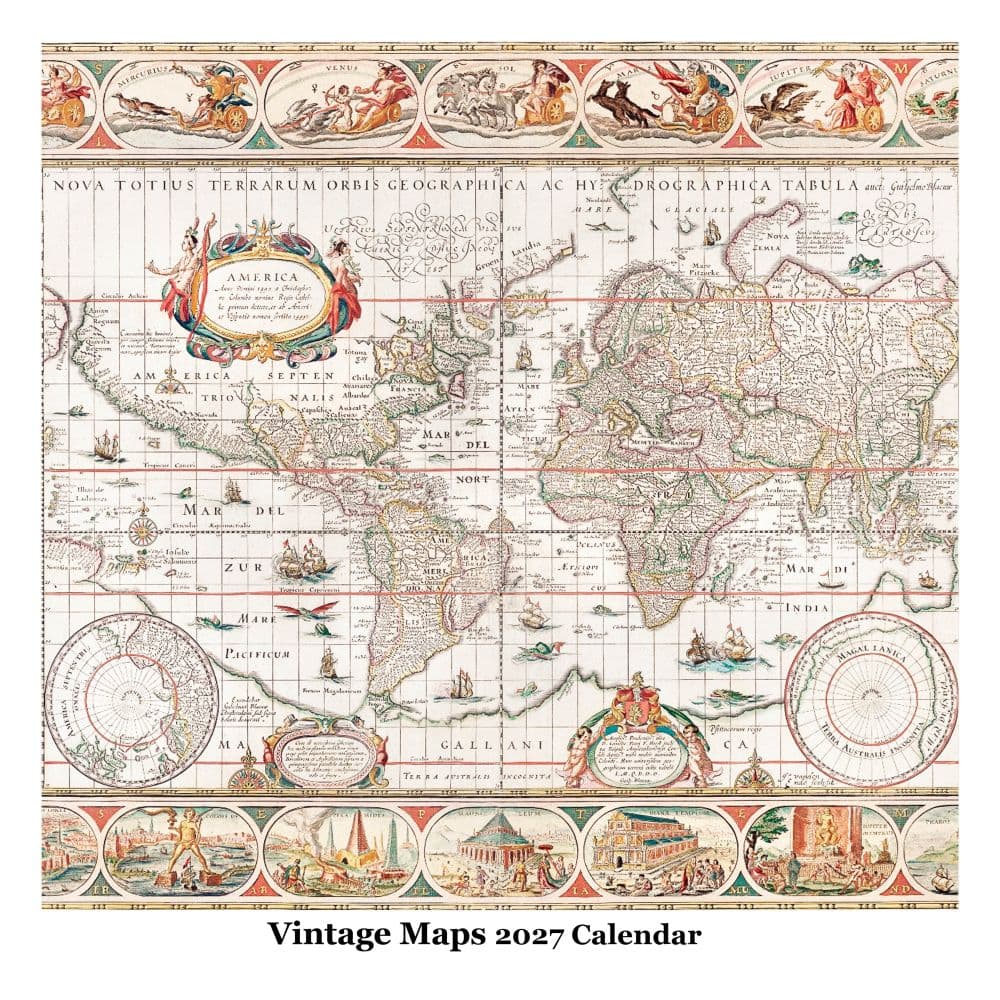 image Vintage Maps 2027 Wall Calendar Main Product Image