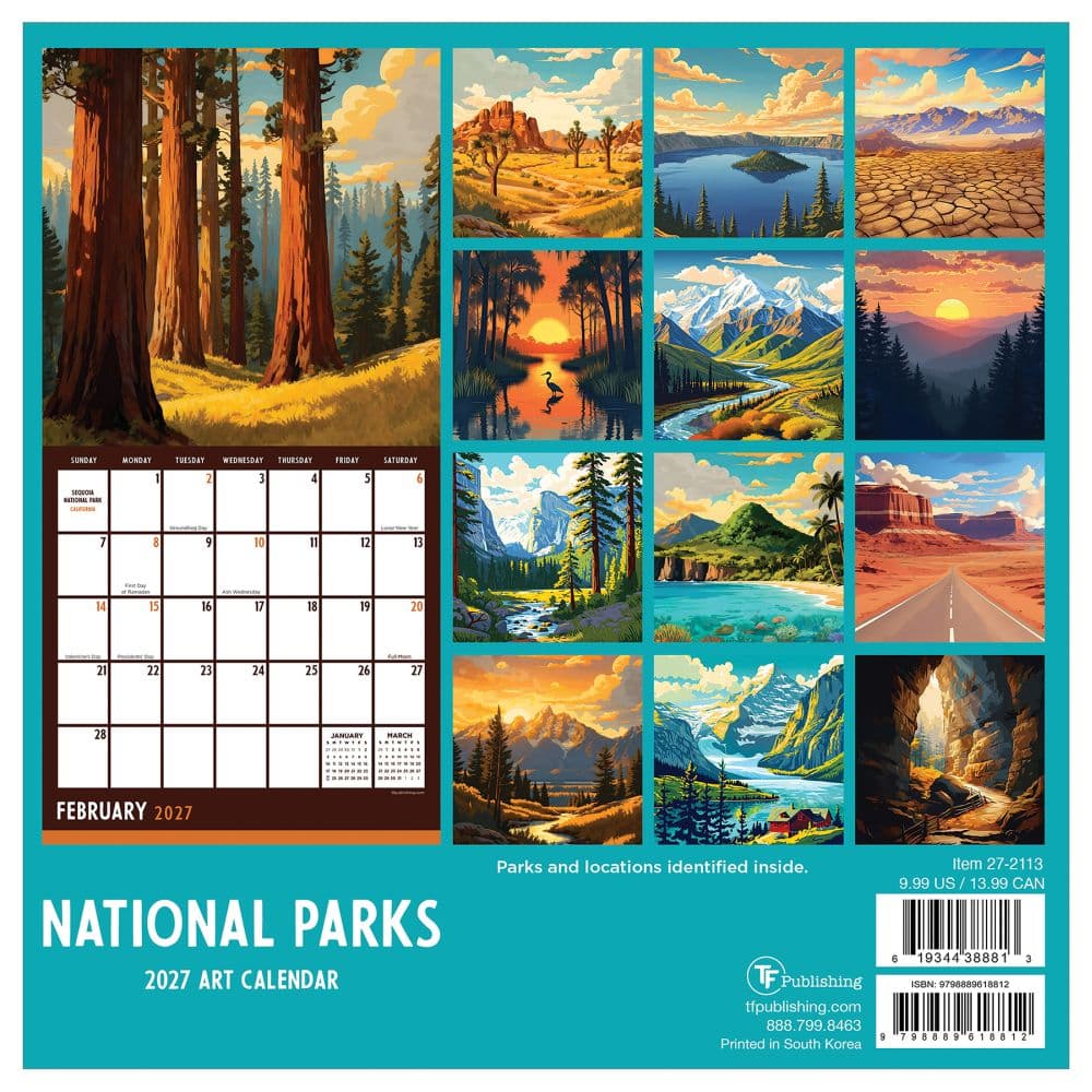 National Parks-Art 2027 Mini Wall Calendar First Alternate Image