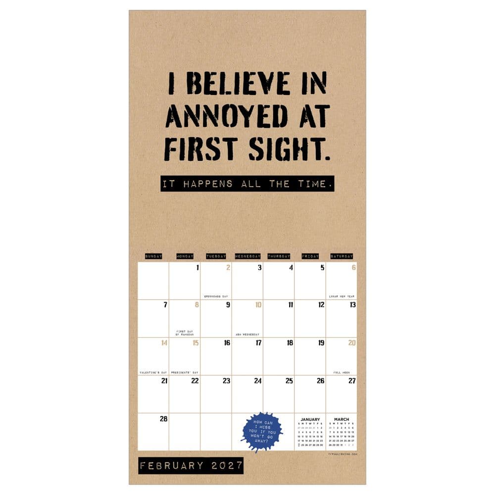 Anti-Affirmations and Sarcasm 2027 Mini Wall Calendar Second Alternate Image