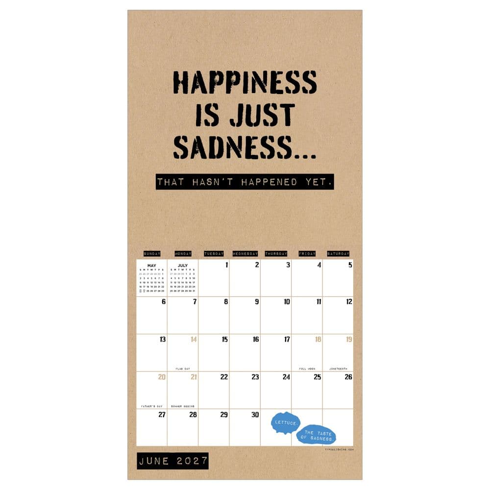 Anti-Affirmations and Sarcasm 2027 Mini Wall Calendar Third Alternate Image