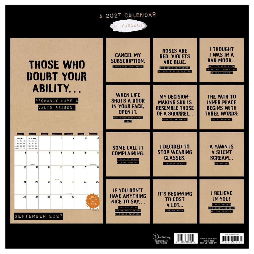 Anti-Affirmations 2027 Wall Calendar First Alternate Image
