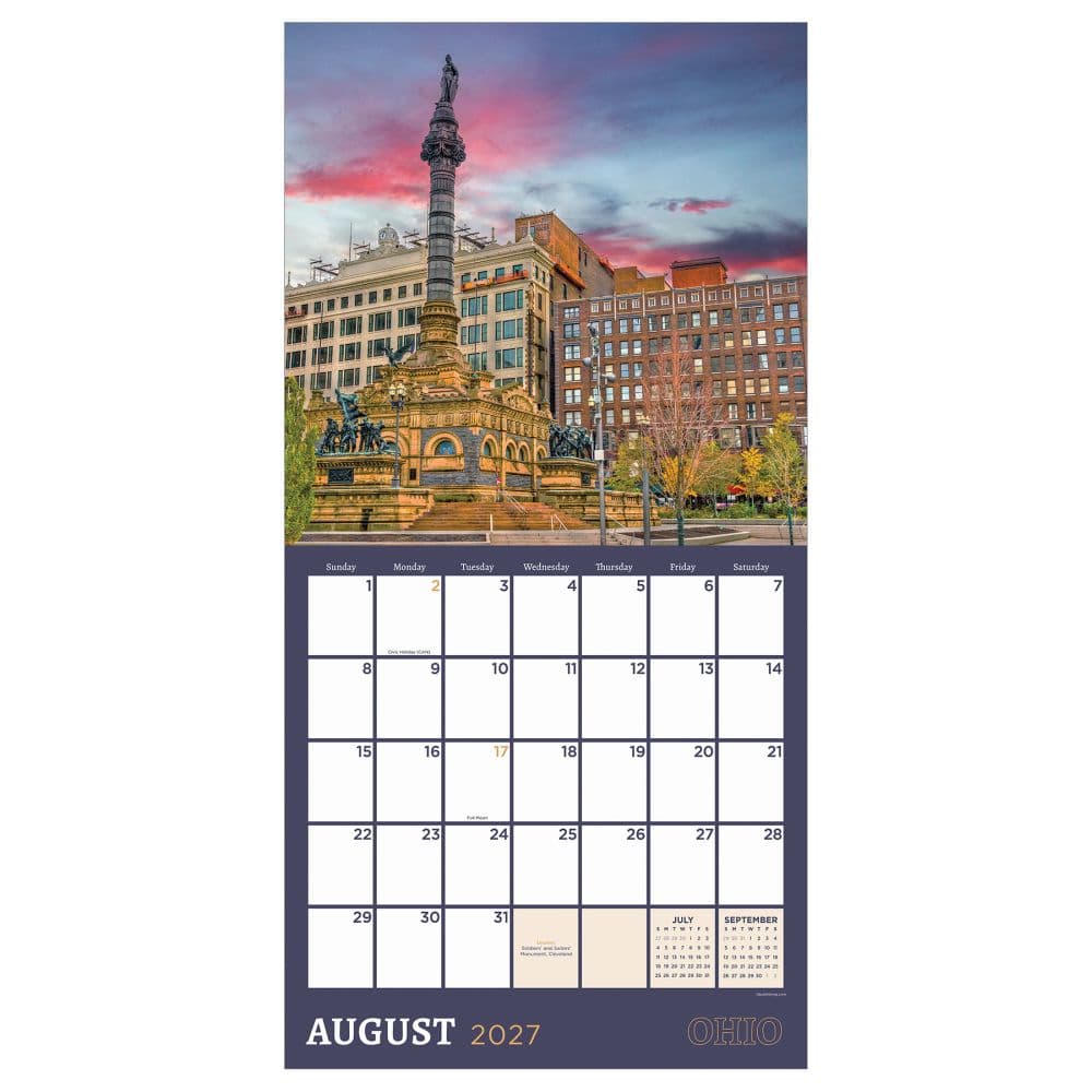 Ohio 2027 Wall Calendar Third Alternate Image