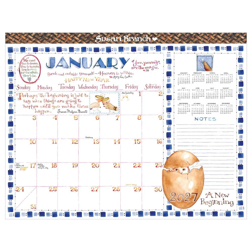 Susan Branch Large Desk Pad Monthly Blotter Calendar Main Product Image