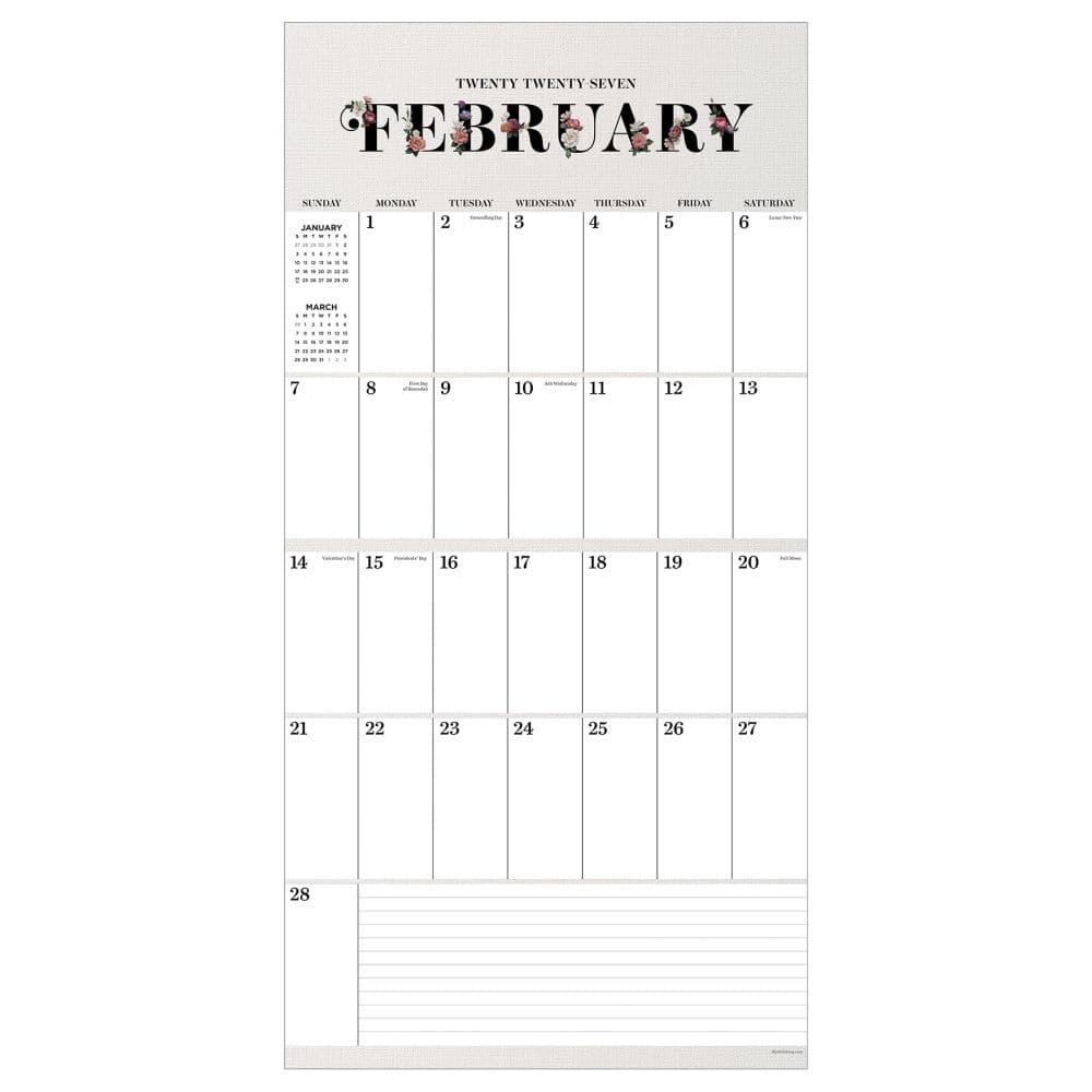 Big Grid-Floral 2027 Wall Calendar Third Alternate Image