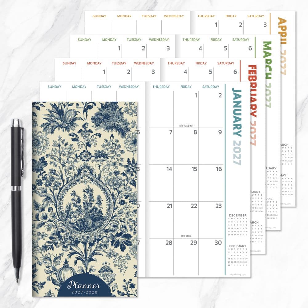 Blue Toile 2027 2 Year Monthly Pocket Planner Seventh Alternate Image