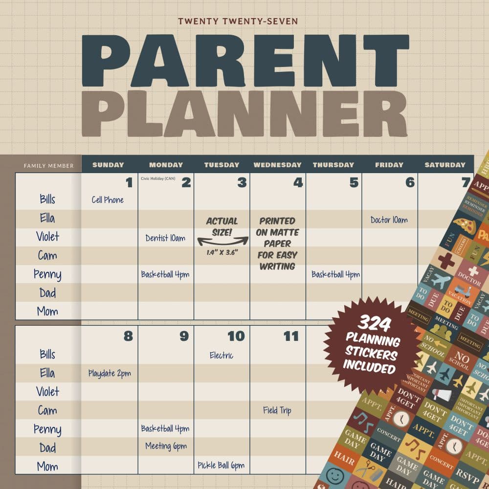 Parent Planner 2027 Wall Calendar