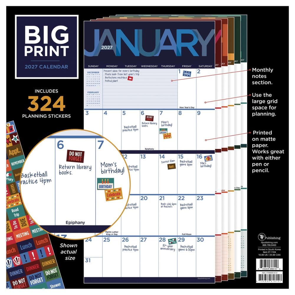 Big Print 2027 Wall Calendar