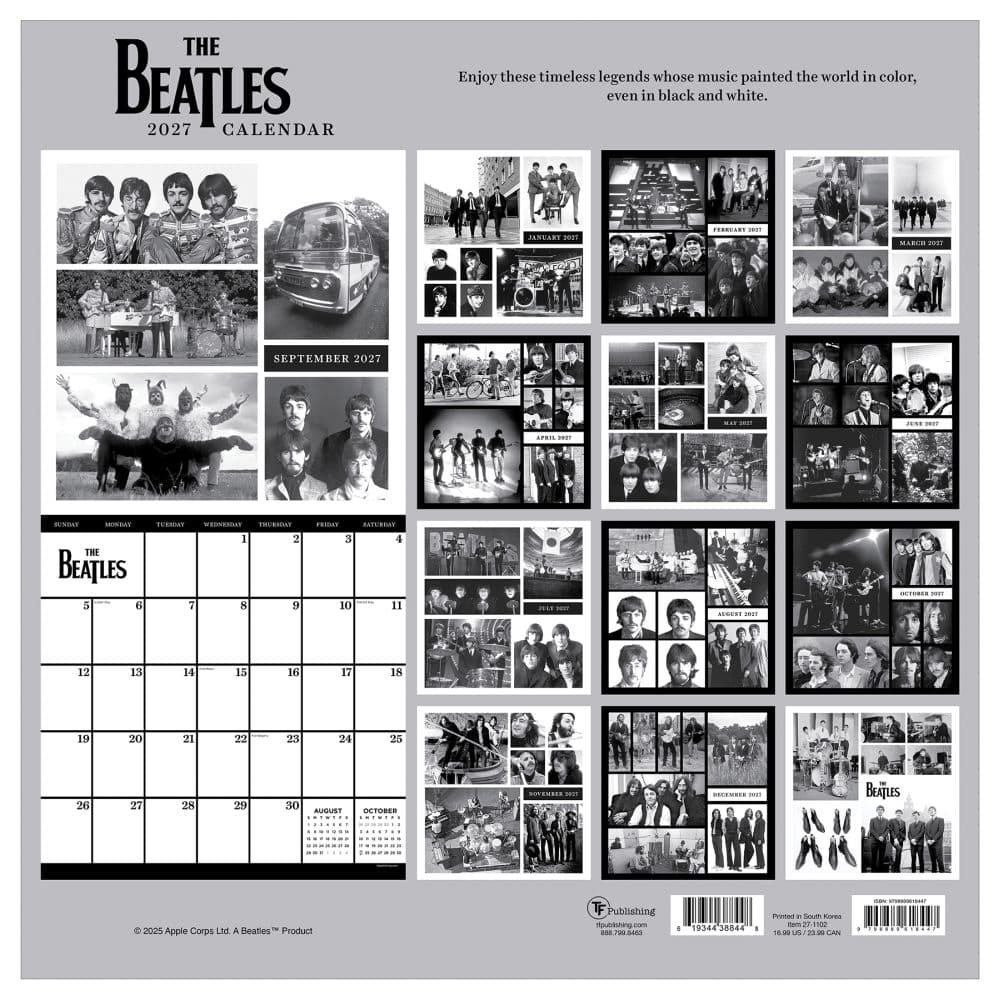 The Beatles In Black and White 2027 Wall Calendar First Alternate Image