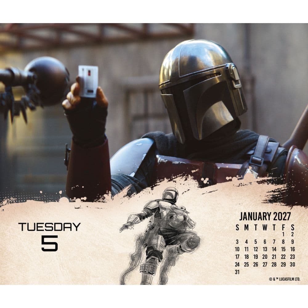 Star Wars The Mandalorian 2027 Desk Calendar Third Alternate Image