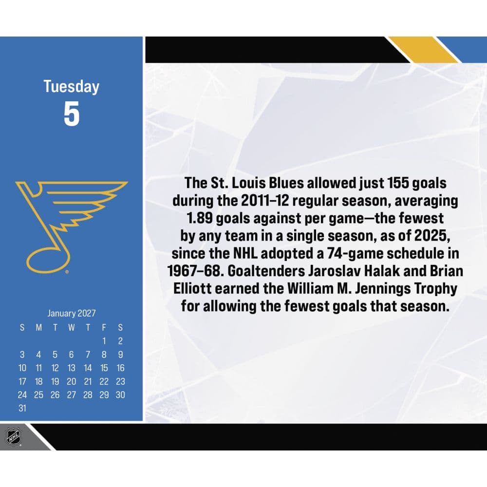 NHL 2027 Desk Calendar Fifth Alternate Image