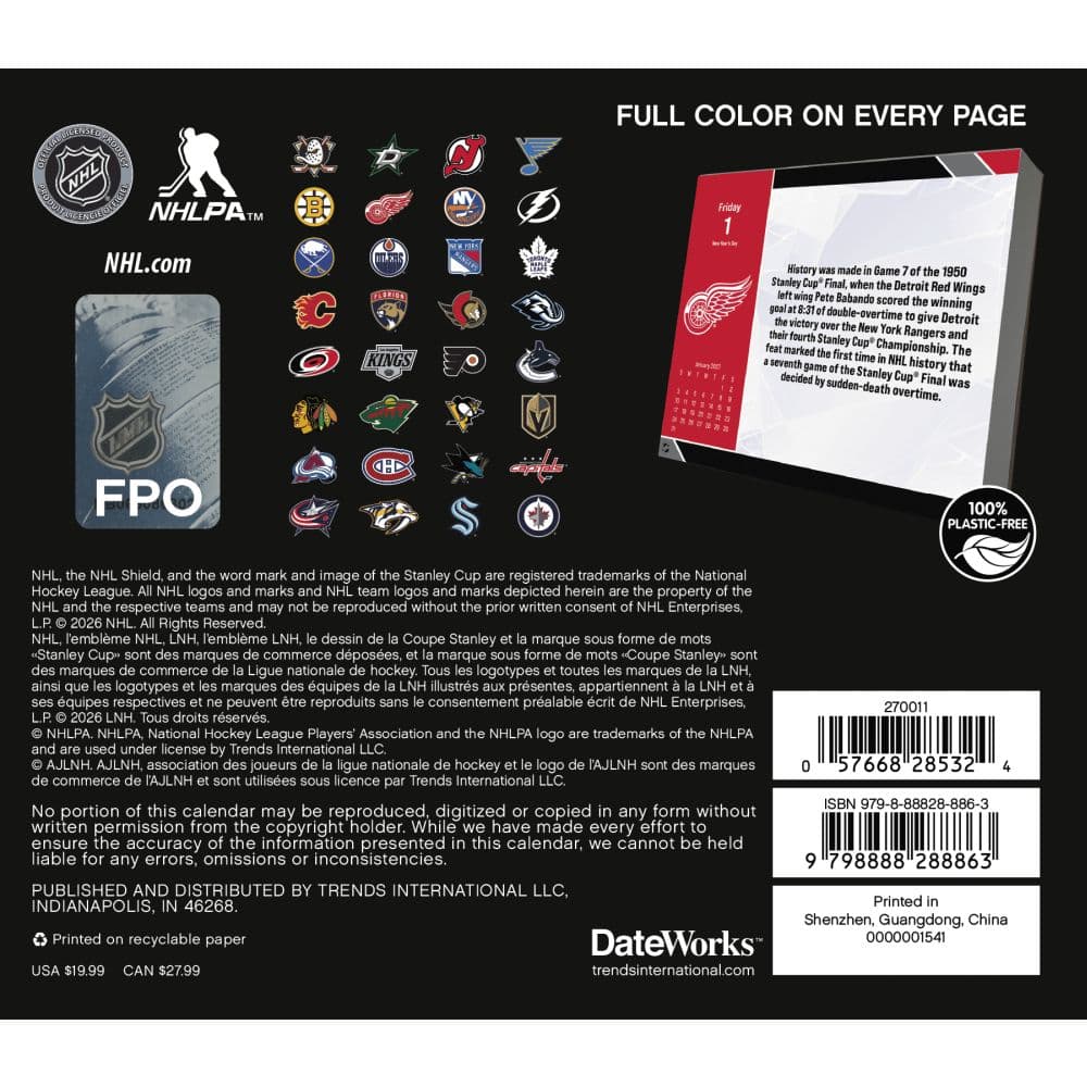 NHL 2027 Desk Calendar Seventh Alternate Image