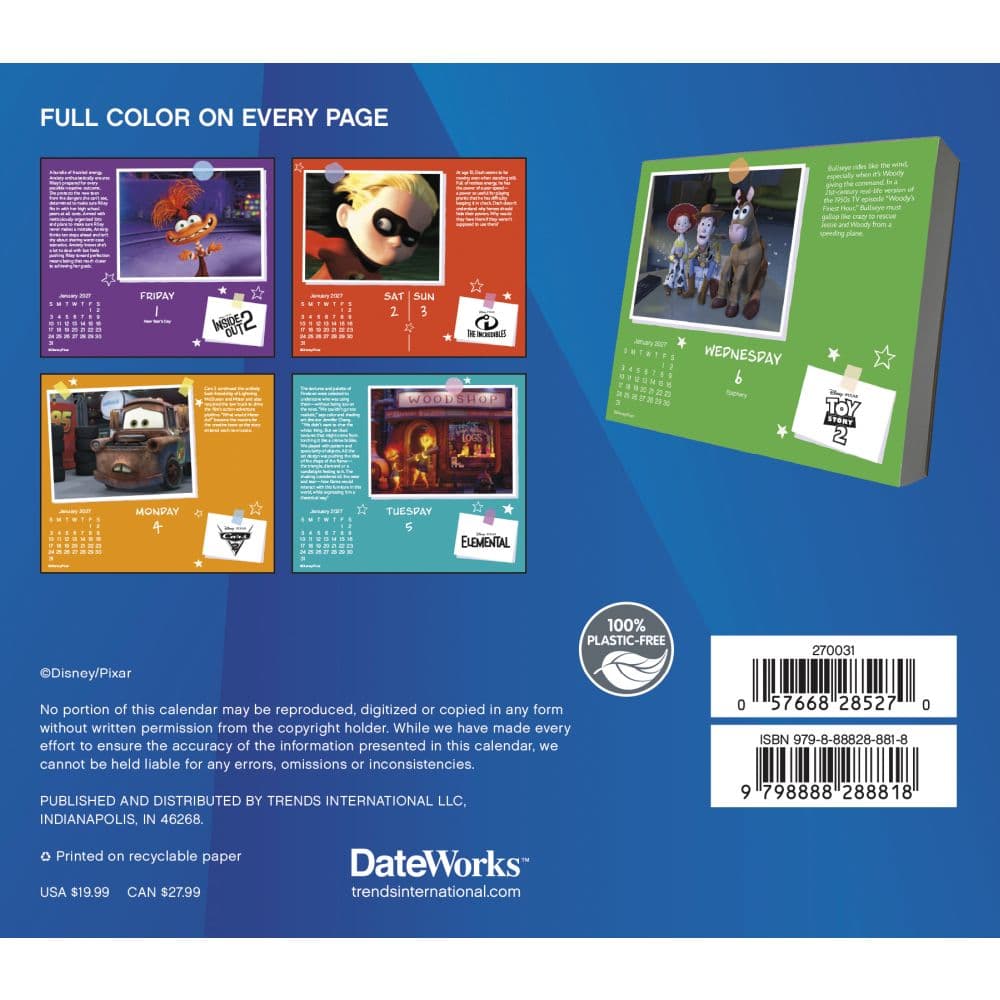 Disney Pixar 2027 Desk Calendar Seventh Alternate Image