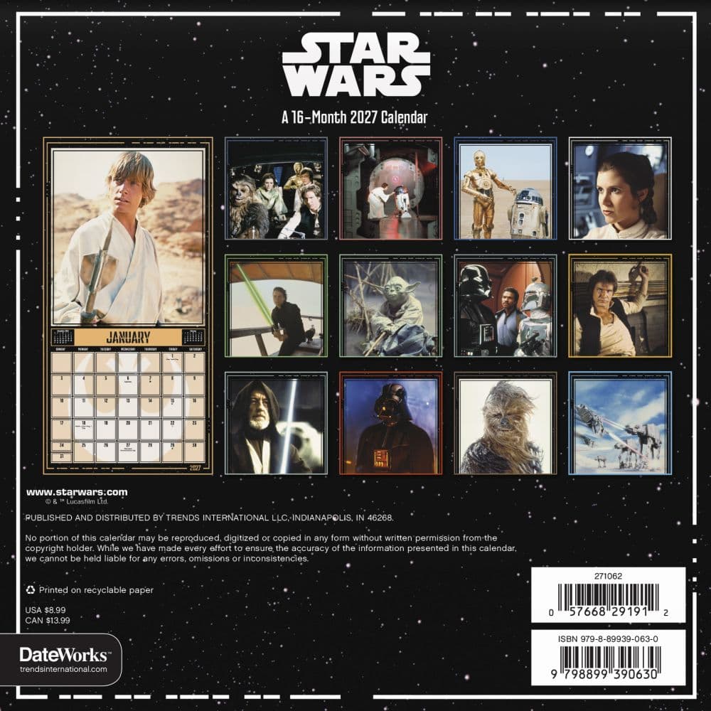 Star Wars 2027 Mini Wall Calendar Third Alternate Image