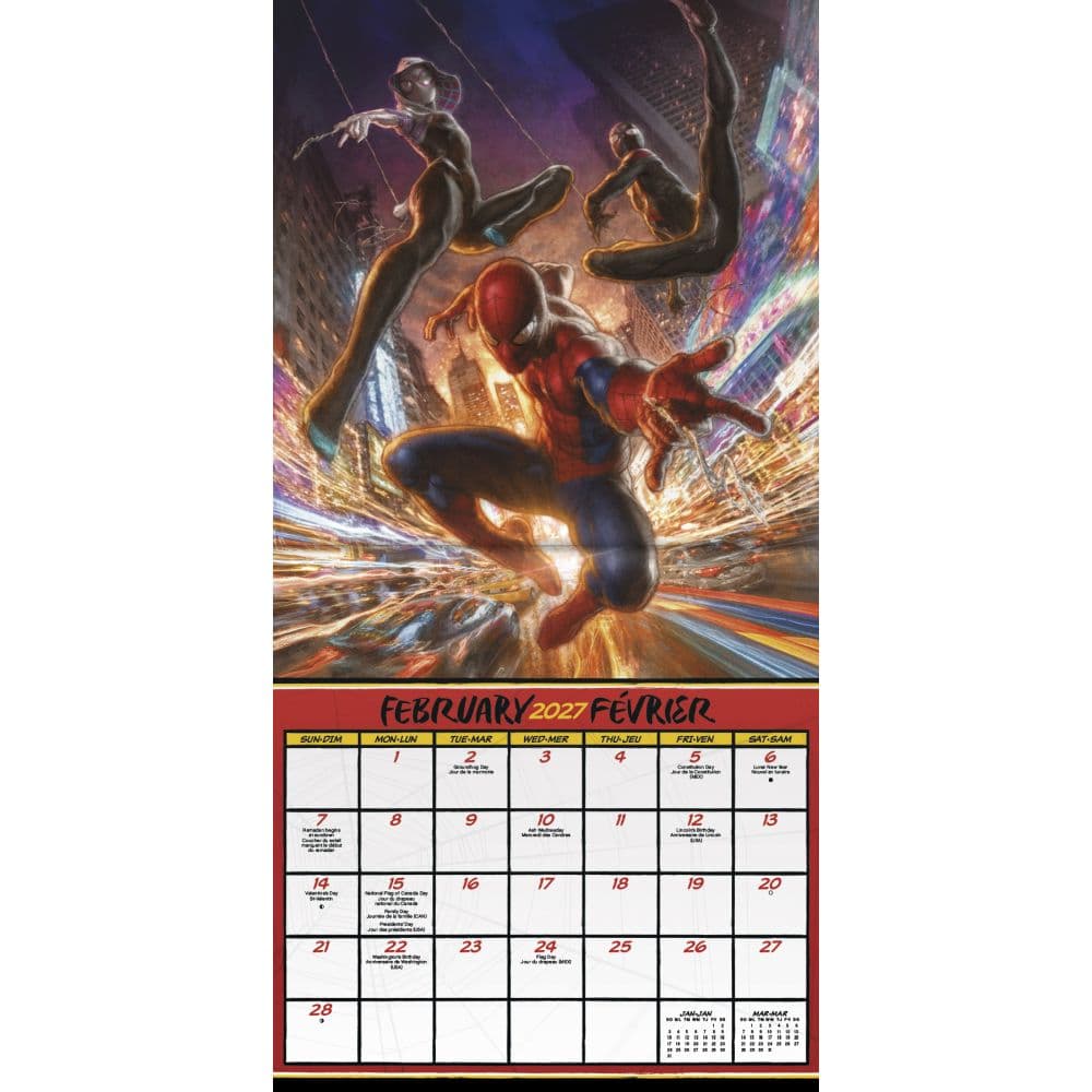 Spider-Man -Bilingual French- 2027 Mini Wall Calendar Second Alternate Image