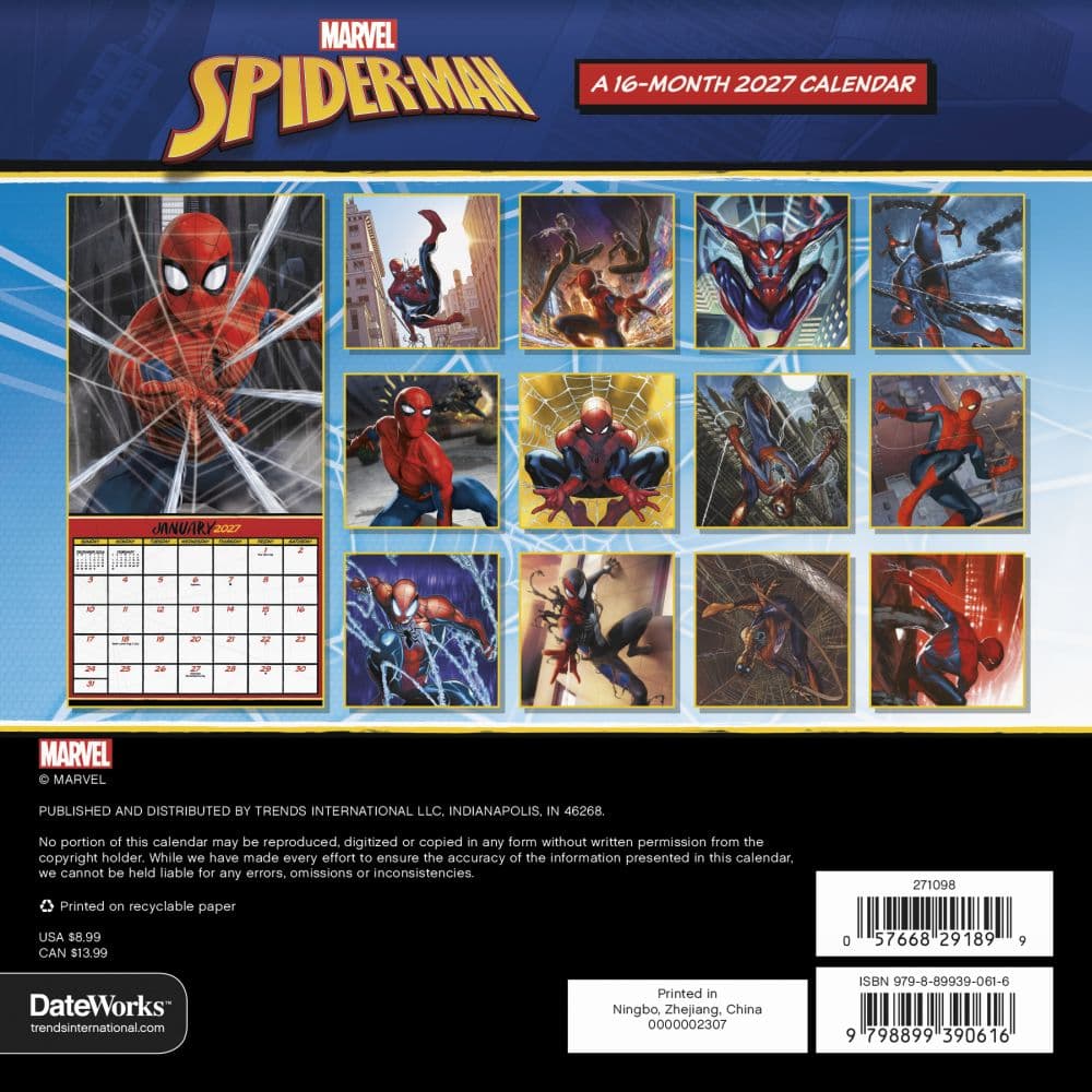 Spider-Man 2027 Mini Wall Calendar Third Alternate Image