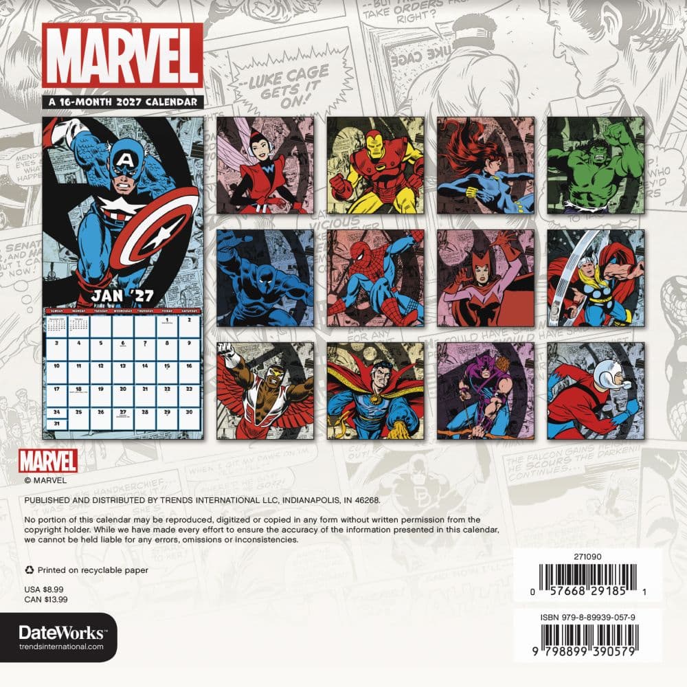 Marvel Comics 2027 Mini Wall Calendar Third Alternate Image