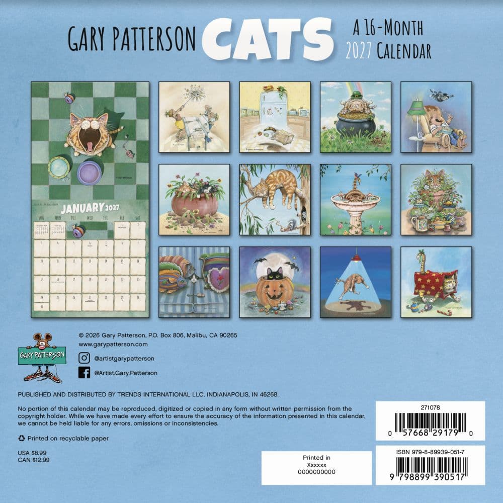 Gary Patterson Cats 2027 Mini Wall Calendar Third Alternate Image