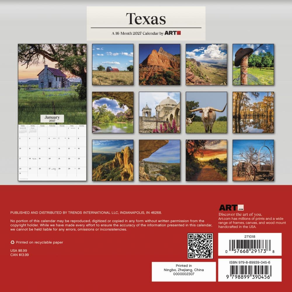 Texas 2027 Mini Wall Calendar Third Alternate Image