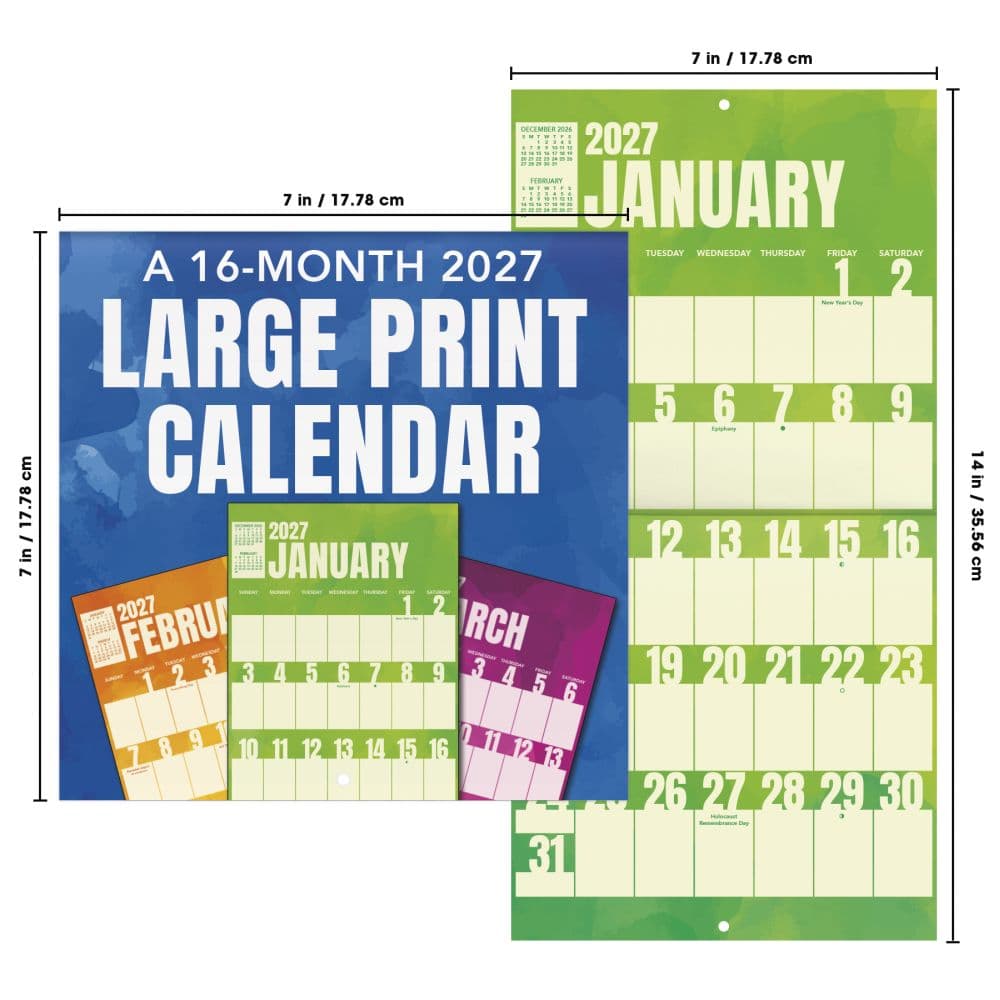 Large Print 2027 Mini Wall Calendar Sixth Alternate Image