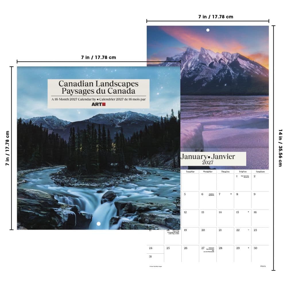 Canadian Landscapes -Bilingual French- 2027 Mini Wall Calendar Sixth Alternate Image