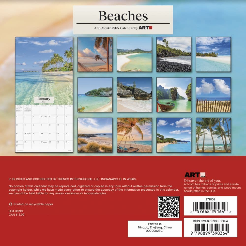 Beaches 2027 Mini Wall Calendar Third Alternate Image