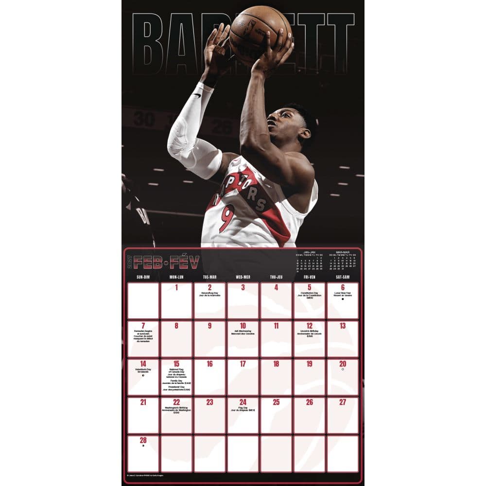 Toronto Raptors Bilingual French 2027 Wall Calendar Second Alternate Image