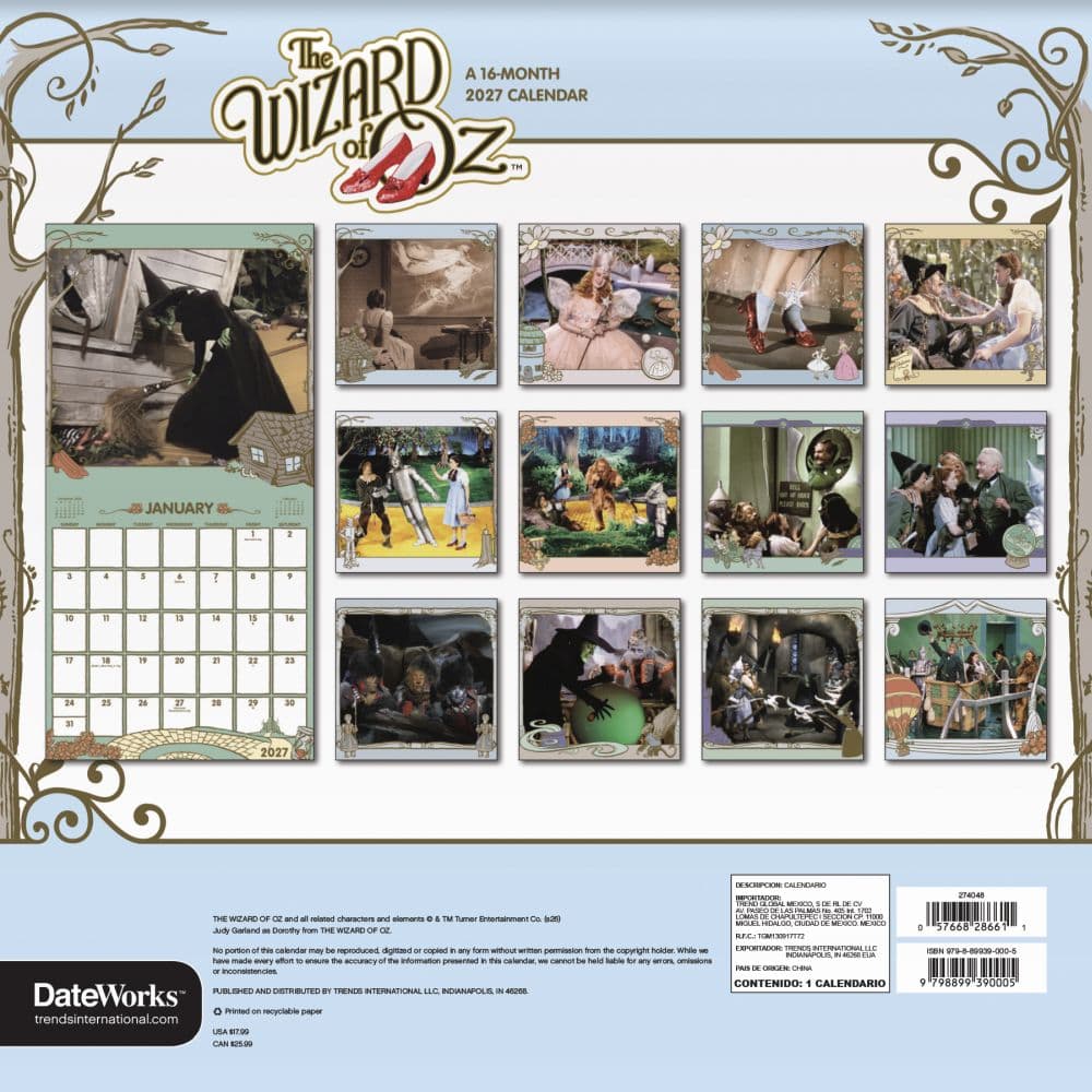 The Wizard of Oz 2027 Wall Calendar Third Alternate Image