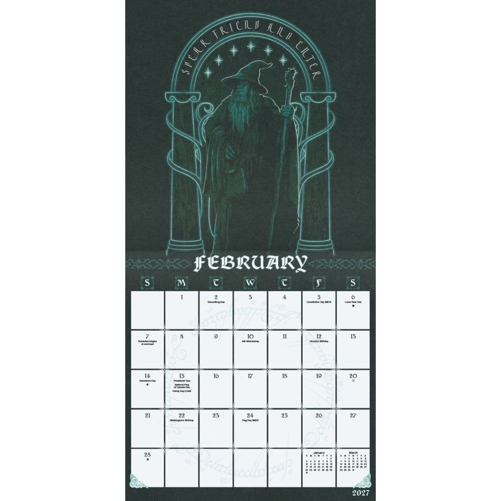 The Lord of the Rings 2027 Wall Calendar Second Alternate Image