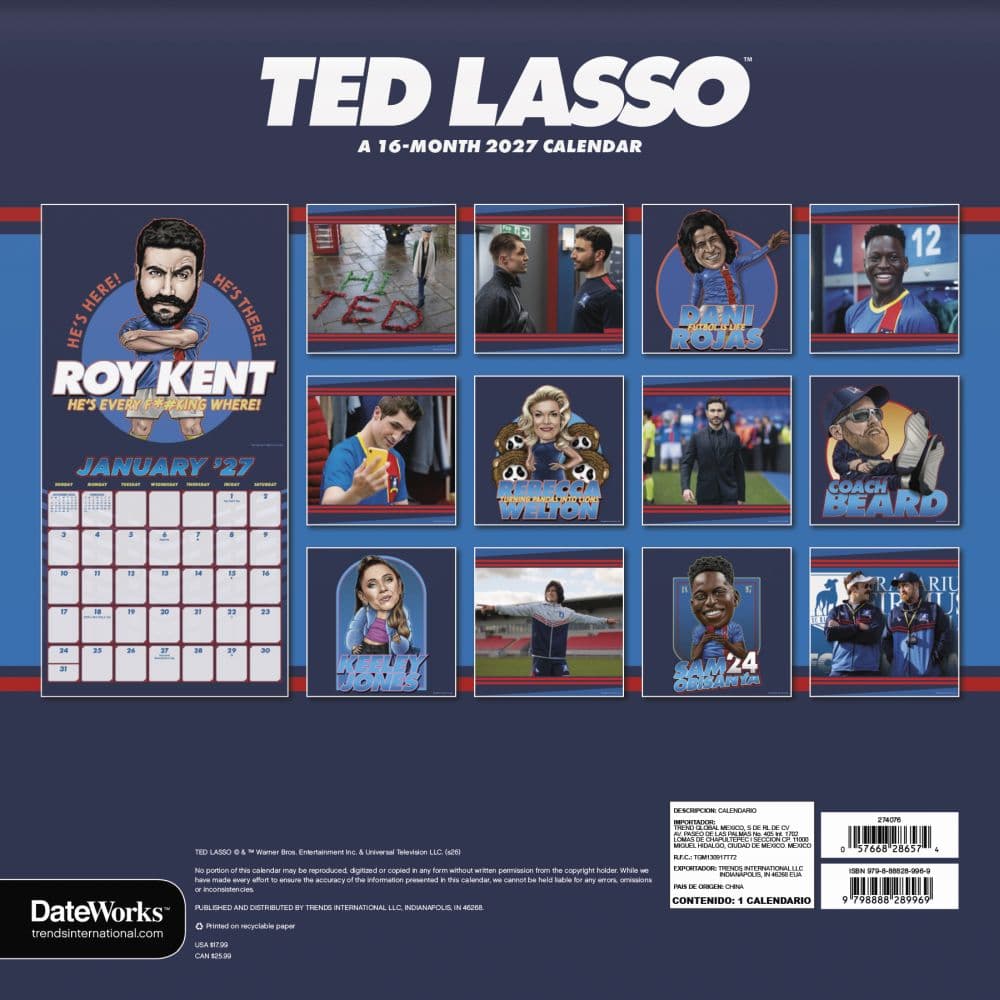 Ted Lasso 2027 Wall Calendar Third Alternate Image