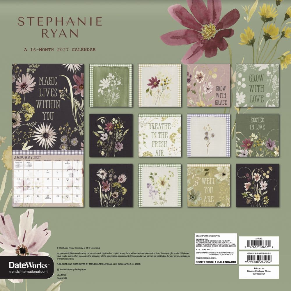 Stephanie Ryan Wildlife Reverie 2027 Wall Calendar Third Alternate Image