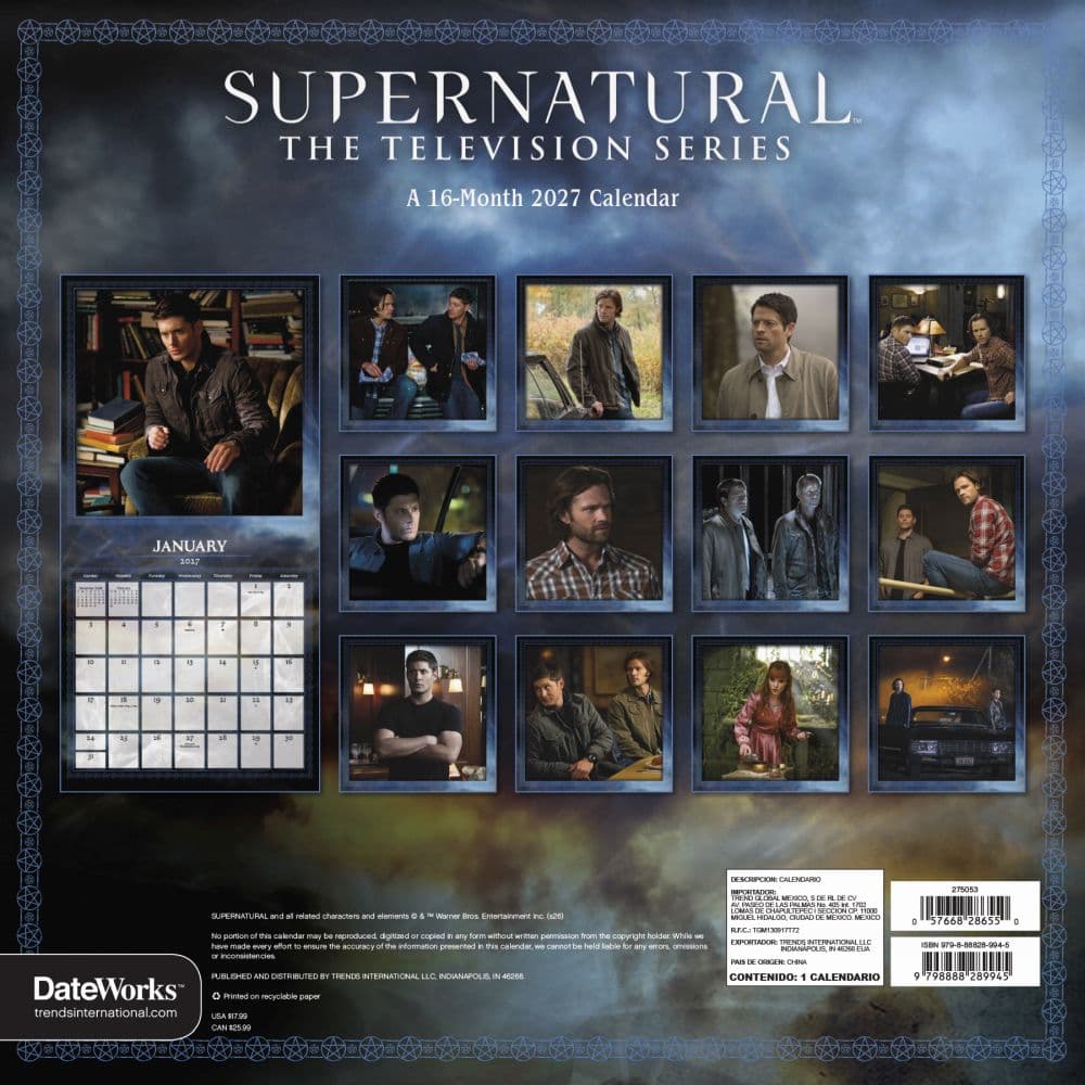 Supernatural 2027 Wall Calendar Third Alternate Image