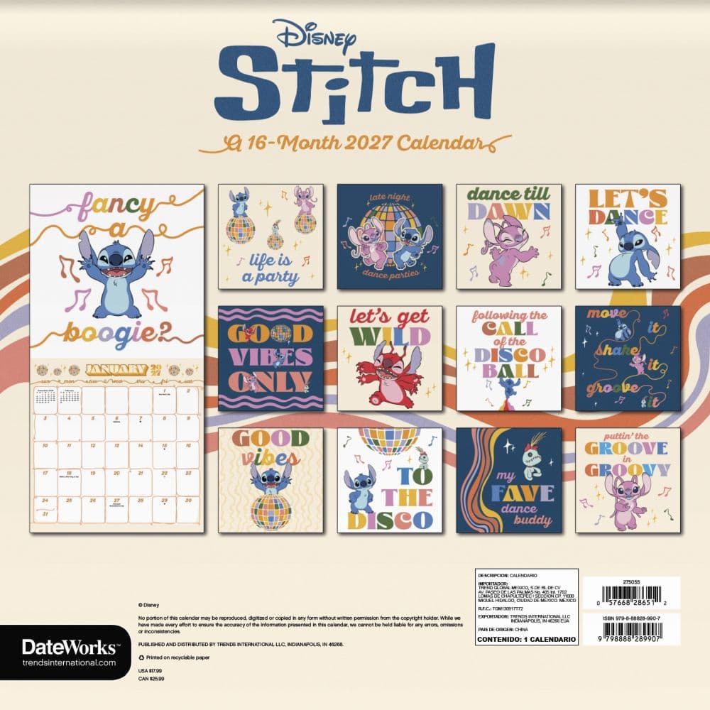 Stitch 2027 Wall Calendar Third Alternate Image