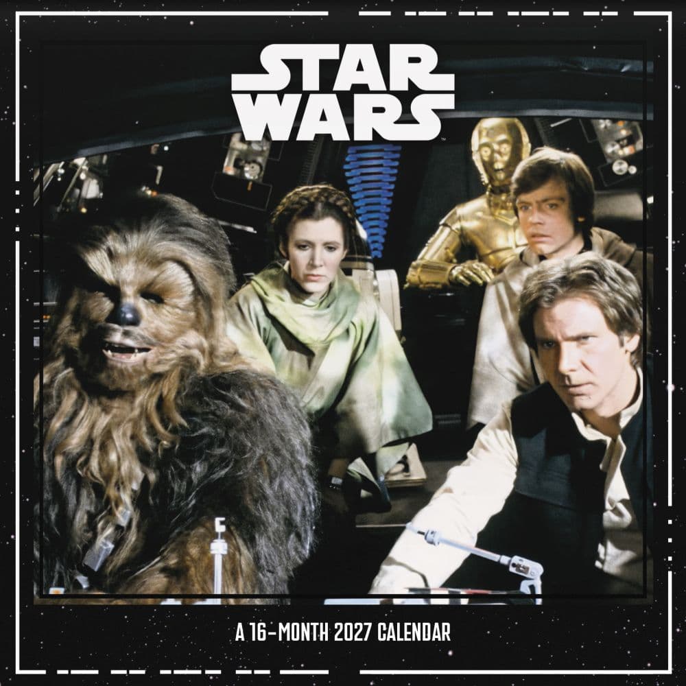 Star Wars 2027 Wall Calendar cover featuring classic trilogy heroes