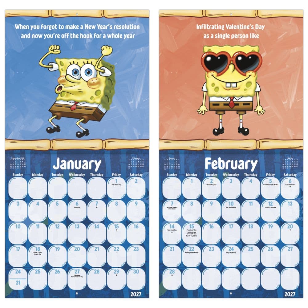 SpongeBob Squarepants 2027 Wall Calendar Fifth Alternate Image
