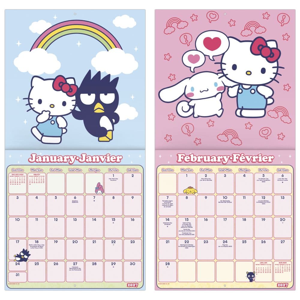 Sanrio Hello Kitty and Friends Bilingual French 2027 Wall Calendar Fifth Alternate Image