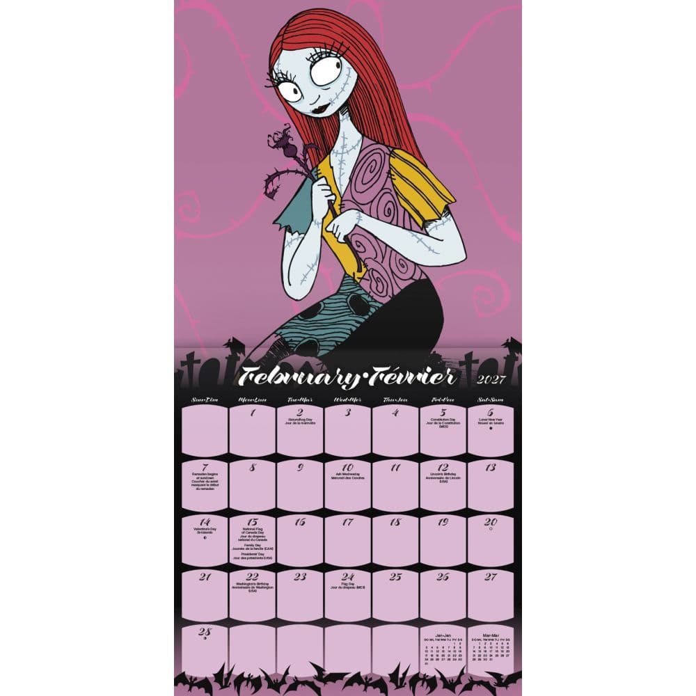 Nightmare Before Christmas Bilingual French 2027 Wall Calendar Second Alternate Image