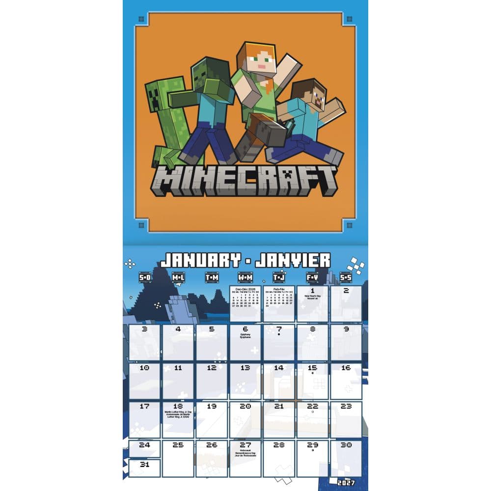 Minecraft Bilingual French 2027 Wall Calendar First Alternate Image