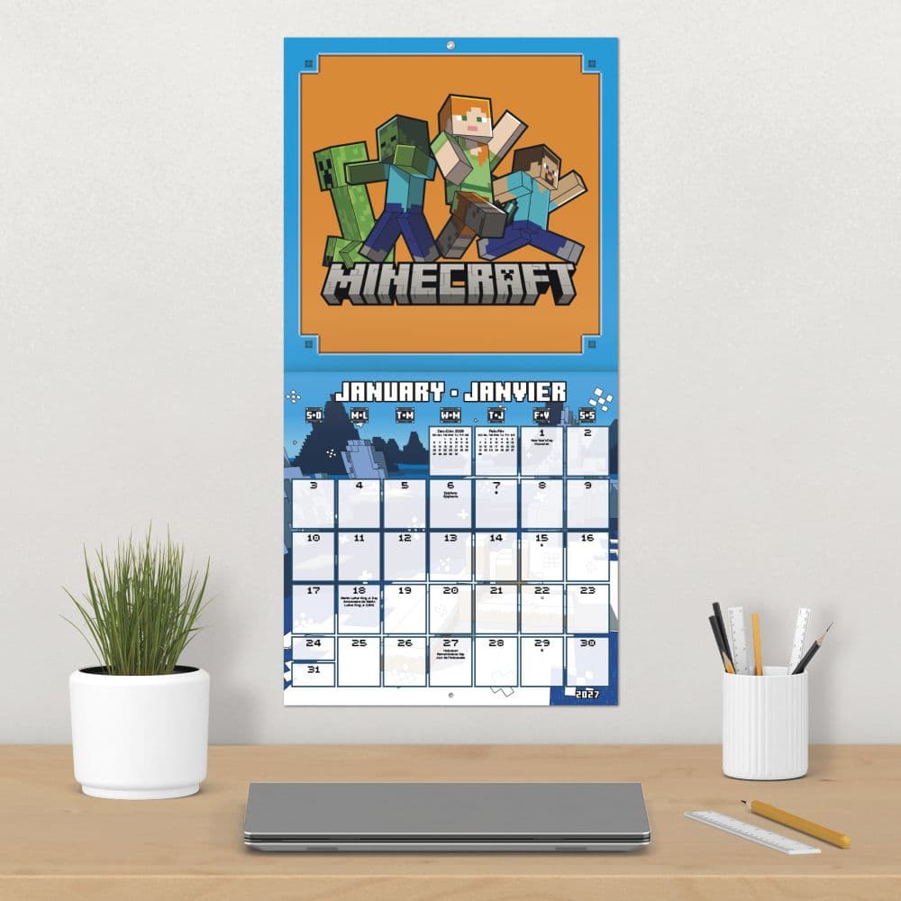 Minecraft Bilingual French 2027 Wall Calendar Fourth Alternate Image