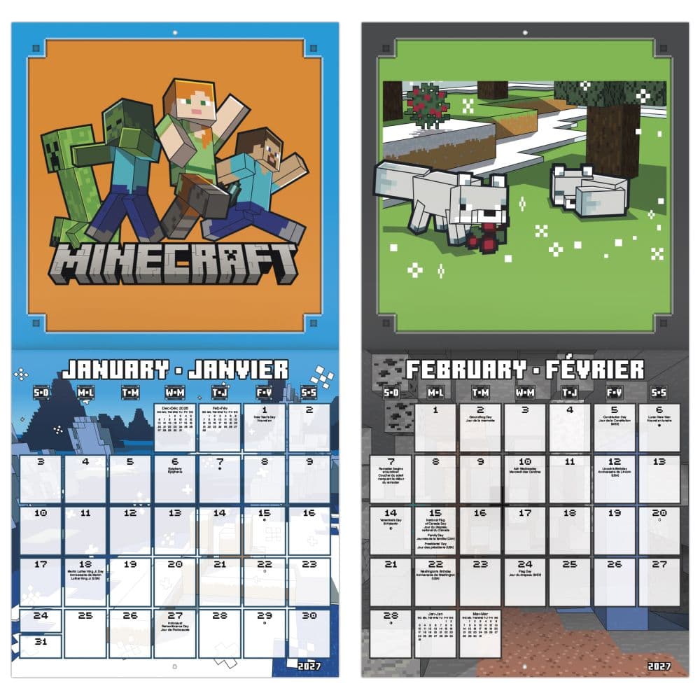 Minecraft Bilingual French 2027 Wall Calendar Fifth Alternate Image