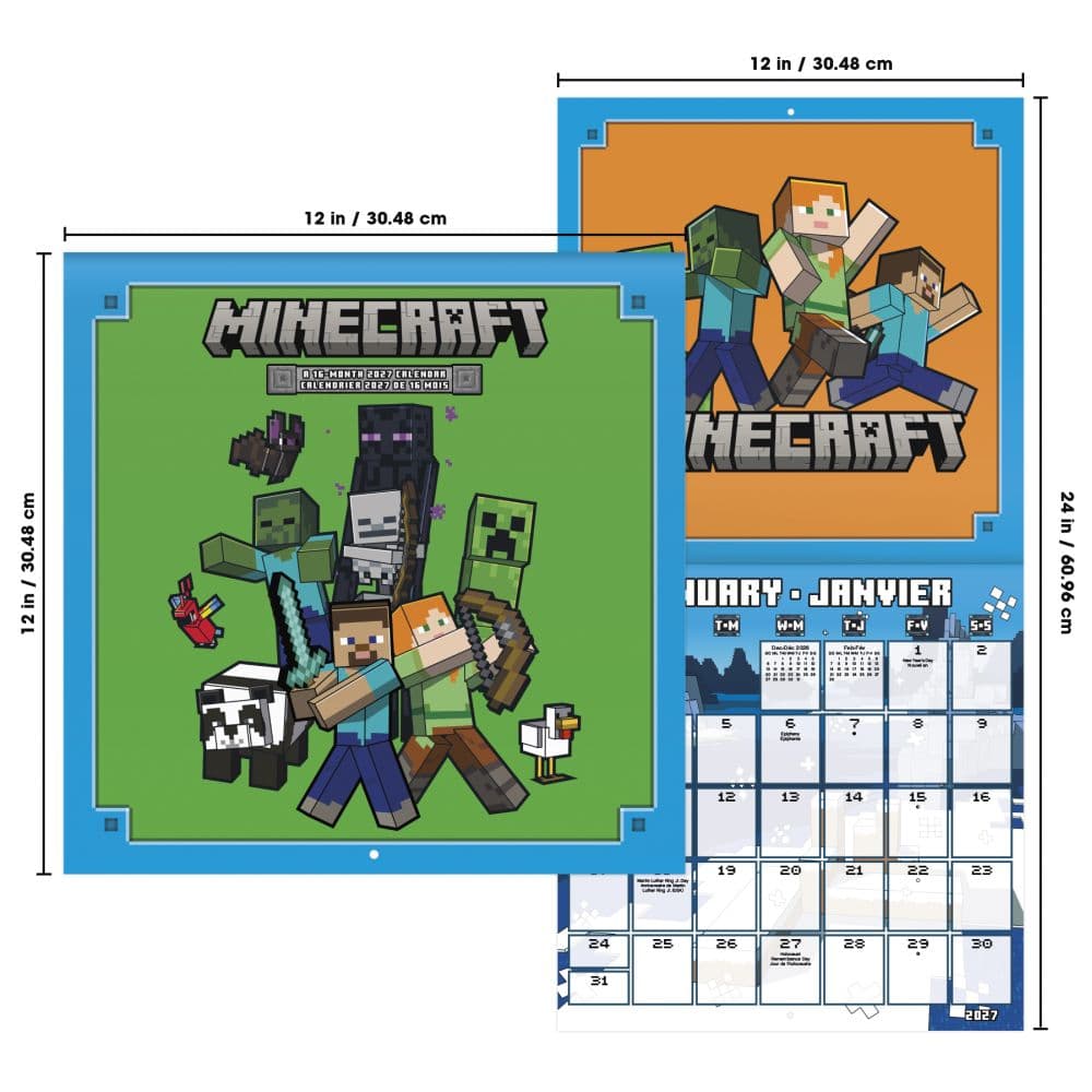 Minecraft Bilingual French 2027 Wall Calendar Sixth Alternate Image