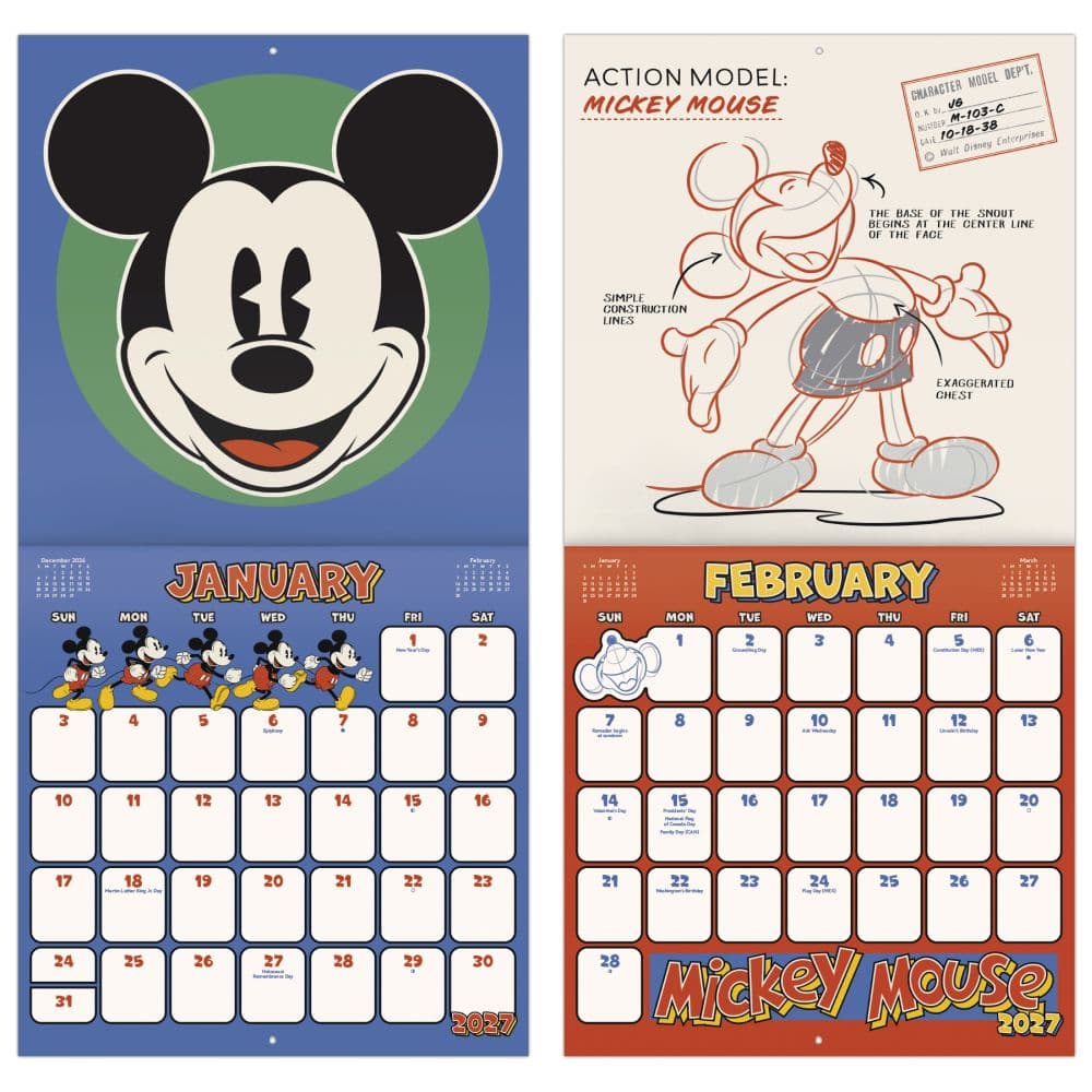 Mickey Mouse Vintage 2027 Wall Calendar Fifth Alternate Image